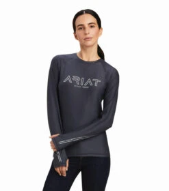 Ariat Lumina Tee Long Sleeve -Marys Tack and Feed Store lumina tee ls ebony front 10041256 ariat 74613.1661643944