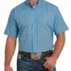 Men's Cinch Geo Print Shirt Short Sleeve -Marys Tack and Feed Store medallion print ss blue front MTW1111423 cinch 51914.1684806037