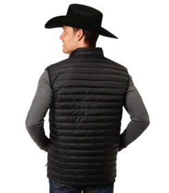 Men's Roper Quilted Down Vest -Marys Tack and Feed Store men quilt down vest black back 0309706956137 roper 27386.1663797928