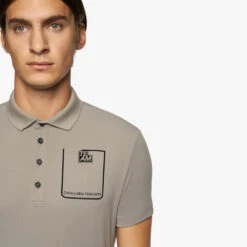 Men's Cavalleria Toscana Raceway Polo Short Sleeve 11 Men's Cavalleria Toscana Raceway Polo Short Sleeve -Marys Tack and Feed Store men team raceway polo ss taupgrey front detail POU301 PA060 8C00 cavalleria toscana 90722.1659815410