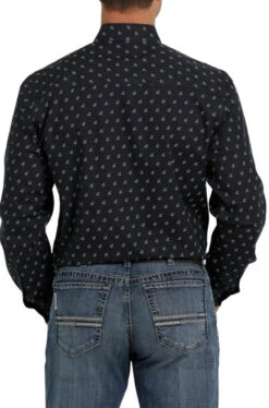 Cinch Modern Fit Print Shirt Long Sleeve -Marys Tack and Feed Store moder fit print ls navy back MTW1347045 miller 95562.1652992348