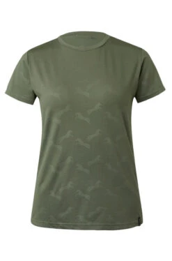 Horze Nina Tech Horse Print Tee -Marys Tack and Feed Store nina tech horse print tee olive front 33575 OVGR horze 52497.1652041130