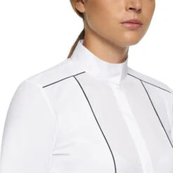 Cavalleria Toscana Outline Piping Shirt Long Sleeve 13 Cavalleria Toscana Outline Piping Shirt Long Sleeve -Marys Tack and Feed Store outline piping compet ls white front detail CAD208 JE022 0001 cavalleria toscana 69463.1656712747