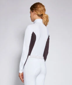 Cavalleria Toscana Perforated Insert Hunter Polo LS -Marys Tack and Feed Store perf insert LS white purple back POD255 JE022 013A CT 71754.1688586467