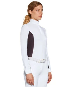 Cavalleria Toscana Perforated Insert Hunter Polo LS -Marys Tack and Feed Store perf insert LS white purple sideW POD255 JE022 013A CT 84132.1688586450