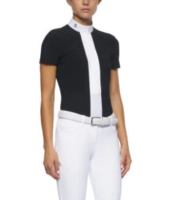 Cavalleria Toscana Pleated Shirt Short Sleeve -Marys Tack and Feed Store pleated jersey SS navy side CAD153 JE022 7901 CT 49453.1670880196