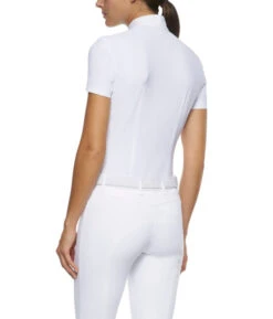 Cavalleria Toscana Pleated Shirt Short Sleeve -Marys Tack and Feed Store pleated jersey SS white back CAD153 JE022 0001 CT 98780.1670880202