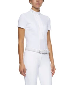 Cavalleria Toscana Pleated Shirt Short Sleeve -Marys Tack and Feed Store pleated jersey SS white side CAD153 JE022 0001 CT 21265.1670880198