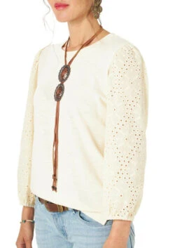 Wrangler Eyelet Poet Sleeve Top
