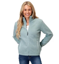 Roper Polar Fleece Zip Jacket -Marys Tack and Feed Store polar fleece zip mintgrn front 0309802506175 roper 92863.1666805030