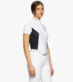 Cavalleria Toscana Perforated Sides Competition Polo -Marys Tack and Feed Store polo perforated insert ss white navy side POD295 JE022 0179 CT 22545.1690499459