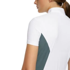 Cavalleria Toscana Perforated Sides Competition Polo -Marys Tack and Feed Store polo perforated insert ss white teal back detail POD295 JE022 0159 cavalleria toscana 11089.1690499488