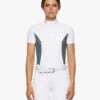 Cavalleria Toscana Perforated Sides Competition Polo 1 Cavalleria Toscana Perforated Sides Competition Polo -Marys Tack and Feed Store polo perforated insert ss white teal front POD295 JE022 0159 cavalleria toscana 15863.1690499466