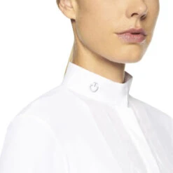 Cavalleria Toscana Poplin Bib Competition LS Polo -Marys Tack and Feed Store poplin bib jersey comp polo LS white collar POD256 JE022 0001 CT 13675.1655842566