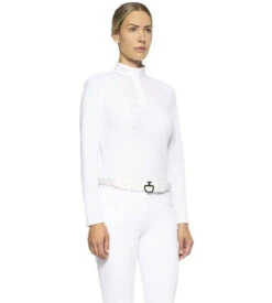 Cavalleria Toscana Poplin Bib Competition LS Polo -Marys Tack and Feed Store poplin bib jersey comp polo LS white side POD256 JE022 0001 CT 06566.1655842547