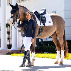 LeMieux Puissance Suede Dressage Pad SU25 -Marys Tack and Feed Store puissance suede drsg pad su25 white on horse IT06900005 lemieux 85026.1751582642