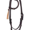BLR Rawhide Trim Round One Ear Headstall -Marys Tack and Feed Store rawhide round 1 ear hs dark 2294 DK buffalo leather 22418.1647369660