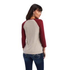 Ariat REAL Arrow Raglan Tee -Marys Tack and Feed Store real arrow 3 4 sleeve dark oatmeal back 10041297 ariat 49818.1660061011