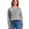 Ariat REAL Metallic Varsity Logo Crop Sweatshirt -Marys Tack and Feed Store real metallic varsity crop heather grey front 10041817 ariat 75475.1660599783