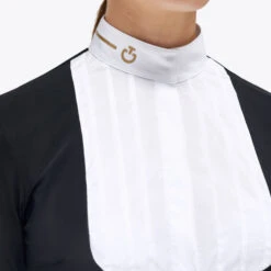 Cavalleria Toscana REVO Pleated Bib Show Shirt -Marys Tack and Feed Store revo pleated bib ls black front detail CAD210 JC031 9999 cavalleria toscana 99831.1659823873