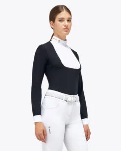 Cavalleria Toscana REVO Pleated Bib Show Shirt -Marys Tack and Feed Store revo pleated bib ls black side CAD210 JC031 9999 cavalleria toscana 33421.1659823880