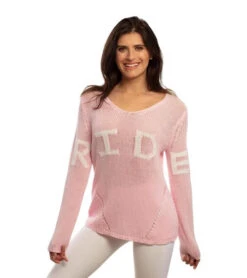 Goode Rider RIDE Lightweight Sweater -Marys Tack and Feed Store ride sweater pink front 19038 3719 goode rider 23064.1665774425