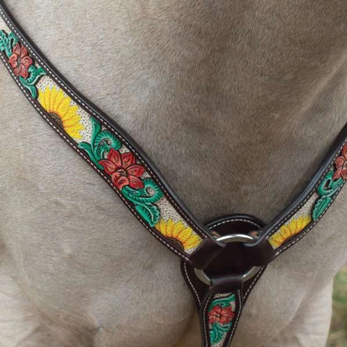 Circle Y Rising Sunflower Breast Collar 3 Circle Y Rising Sunflower Breast Collar