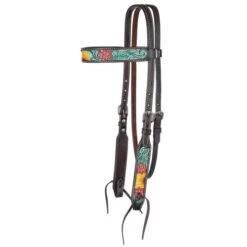 Circle Y Rising Sunflower Brow Headstall -Marys Tack and Feed Store rising sunflower brow hs brown multicolor side 1002 10 SC circle y 81760.1613178596