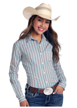 Panhandle RS Aqua Brown Stripe Shirt