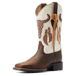Ariat Round Up Southwest StretchFit Western Boot -Marys Tack and Feed Store round up sw stretchfit brown.wh front 10044434 ariat 28031.1677192539
