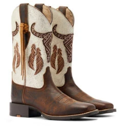 Ariat Round Up Southwest StretchFit Western Boot -Marys Tack and Feed Store round up sw stretchfit brown.wh hero 10044434 ariat 18143.1677192558