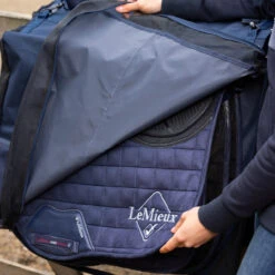 LeMieux Saddle Pad Carry Bag -Marys Tack and Feed Store saddle pad carry bag navy detail w pads IT04931 lemieux 53929.1752258315