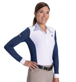 Romfh Signature Show Shirt Long Sleeve -Marys Tack and Feed Store signature ls show shirt navy.wht hero 475106 romfh 95191.1684889264