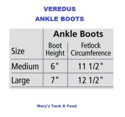 Veredus Olympus Vento Rear Boots -Marys Tack and Feed Store size chart ankle boots veredus 09608.1680740163