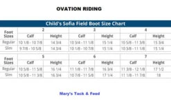 Ovation Child's Sofia Field Boot -Marys Tack and Feed Store size chart kids sofia nogrip field boot 471003 ovation 64876.1624655096