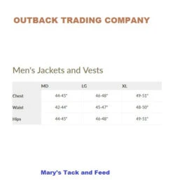 Men's Outback Trading Arden Jacket 18 Men's Outback Trading Arden Jacket -Marys Tack and Feed Store size chart men jacket vest outback 67460.1607207783