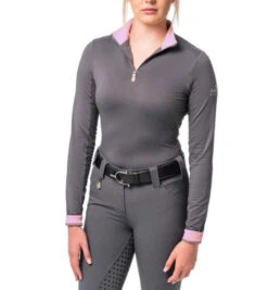 Kastel Denmark 1/4 Zip Sun Shirt - Solid Colors -Marys Tack and Feed Store solid LS lilac asphalt front LSLA kastel 32210.1649970869