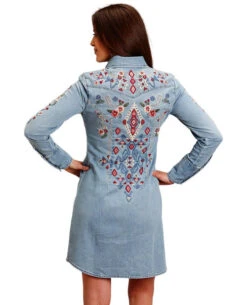 Stetson Southwest Embroidered Denim Dress -Marys Tack and Feed Store southwest embroidered dress denim back w 1105705942010 stetson 20993.1678326343