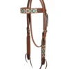 Turquoise Cross Aztec Brow Headstall -Marys Tack and Feed Store tc aztec brow hs light oil 45007 01 00 weaver 32261.1668132173