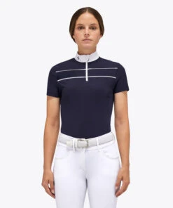 Cavalleria Toscana Team Daytona Polo Short Sleeve -Marys Tack and Feed Store team daytona polo ss smoky blue front POD297 JE022 0001 cavalleria toscana 99249.1661549176