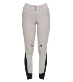 Cavalleria Toscana Team Red Stripe High Waist Breeches -Marys Tack and Feed Store team red stripe hi waist light grey front PAD162 JE010 8100 CT 98333.1640812852