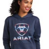 Ariat TEK Hoodie -Marys Tack and Feed Store tek hoodie blue nights front logo 10039793 ariat 17106.1653605137
