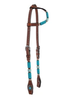Circle Y Turquoise Round Up One Ear Headstall -Marys Tack and Feed Store turquoise round up 1 ear hs reg.oil hero 1025 20 S4 circle y 47083.1686166640