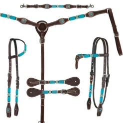 Circle Y Turquoise Round Up One Ear Headstall