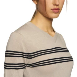 Cavalleria Toscana Merino V-Neck Sweater -Marys Tack and Feed Store v neck sweater off white front detail MAD113 ct 82161.1650668195