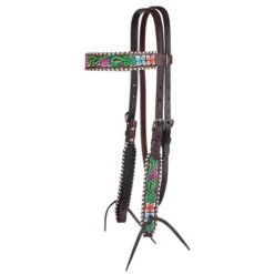 Circle Y Vibrant Garden Brow Headstall -Marys Tack and Feed Store vibrant flower brow hs brown multicolor side 1001 10 SC circle y 02398.1613175263