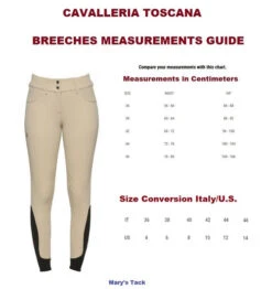 Cavalleria Toscana CT Academy Breeches Knee Grip -Marys Tack and Feed Store womens breech measure size conversion CT 73379.1688605362